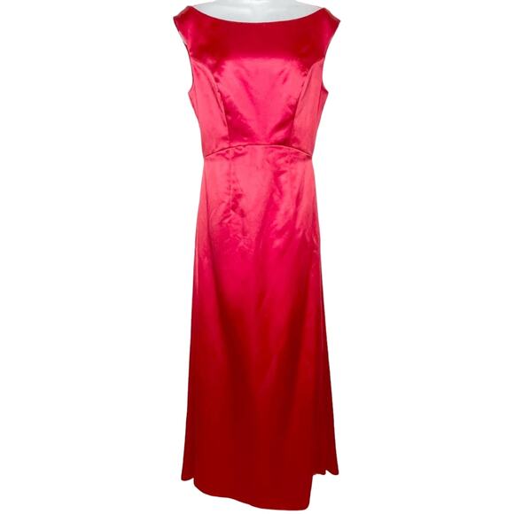 NWT WATTERS AND WATTERS red long formal boat neck v back dress size 8 prom - Picture 2 of 8